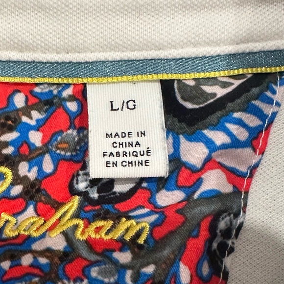Robert Graham Blue&white Polo Shirt Mens Large Stretch Comfort Golf Casual Skull - Picture 8 of 10
